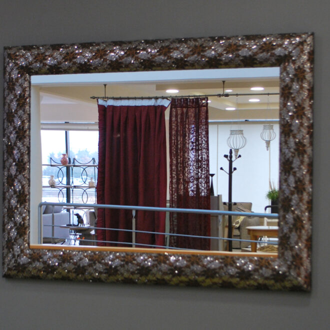 καθρέφτης ασημί μπρονζέ δαντέλα ορθογώνιος